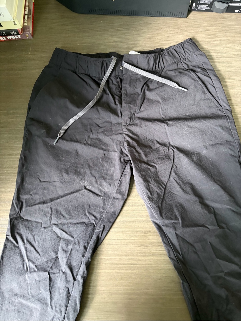adidas Men's Black Drawstring Joggers with Grey Tie